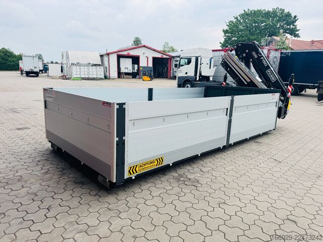 Ladskifteanhænger  Abrollcontainer Container 6,5 m Kran  Fassi F150