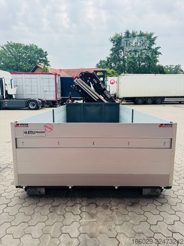 Ladskifteanhænger  Abrollcontainer Container 6,5 m Kran  Fassi F150