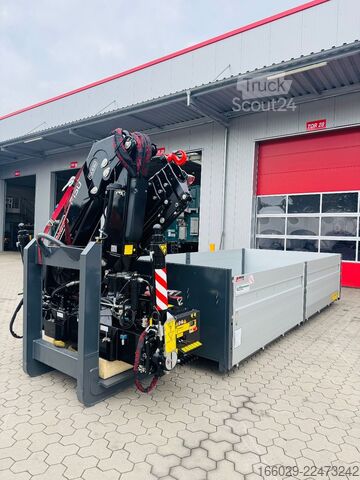Ladskifteanhænger  Abrollcontainer Container 6,5 m Kran  Fassi F150