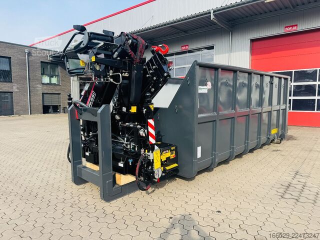Ladskifteanhænger  Abrollcontainer Container 6,5 m Kran  Fassi F150