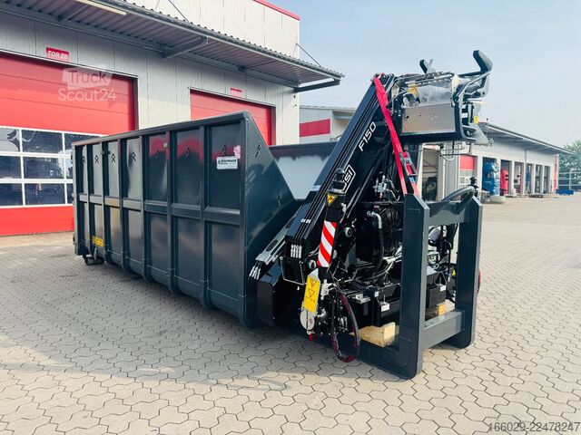 Ladskifteanhænger  Abrollcontainer Container 6,5 m Kran  Fassi F150