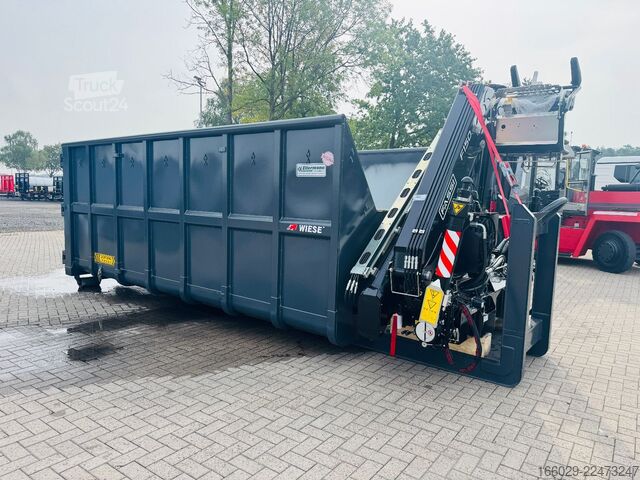 Ladskifteanhænger  Abrollcontainer Container 6,5 m Kran  Fassi F150