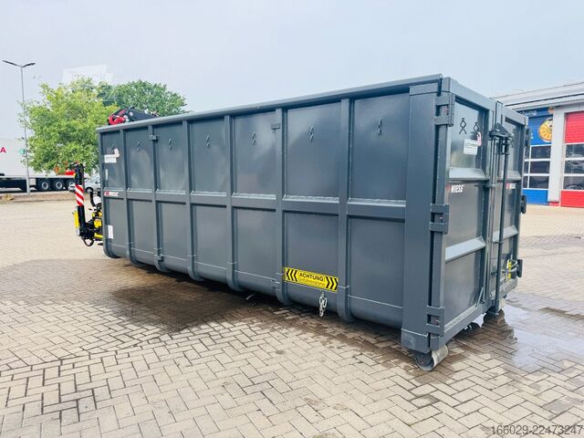 Ladskifteanhænger  Abrollcontainer Container 6,5 m Kran  Fassi F150