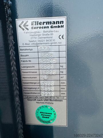 Ladskifteanhænger  Abrollcontainer Container 6,5 m Kran  Fassi F150