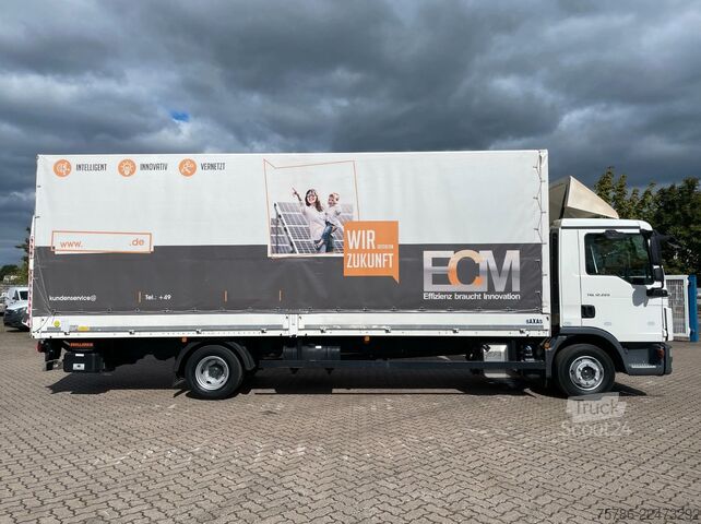 Plattewagen met zeil MAN TGL 12.220 BL/ 7m Pritsche/ LBW 1.5t/ AC/