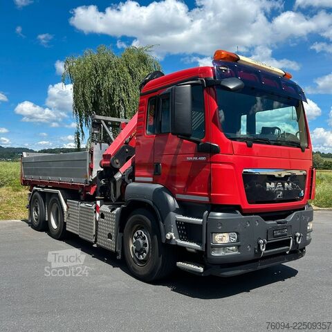 Driezijdige kipper MAN TGS 28.480 6x4-4 ALLRAD KRAN 19m SEILWINDE Wechs
