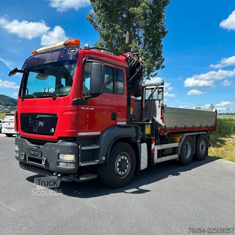 Driezijdige kipper MAN TGS 28.480 6x4-4 ALLRAD KRAN 19m SEILWINDE Wechs