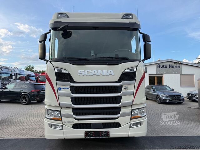 Tovornjak s ploščadjo SCANIA R500 6x2*4 Baustoff Fassi 215/Retarder/Vollluft