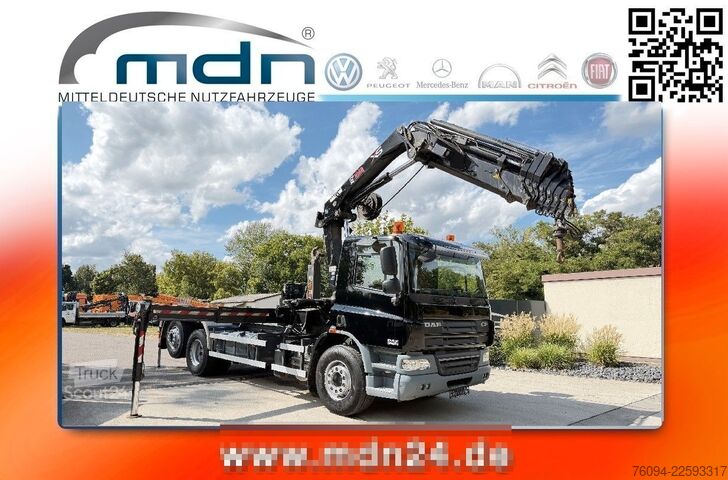 Autocamion cu cârlig pentru containere DAF CF 6x2 lift/lenk Abrollkipper KRAN 22m FUNK