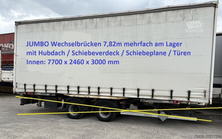 Wechselbrücke mit Pritsche & Plane Krone Jumbo 7,82m 3m hoch Hubdach + Edscha