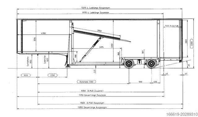 Åben sættevogn med presenning  Geschlossener Autotransporter/Maschinentransport