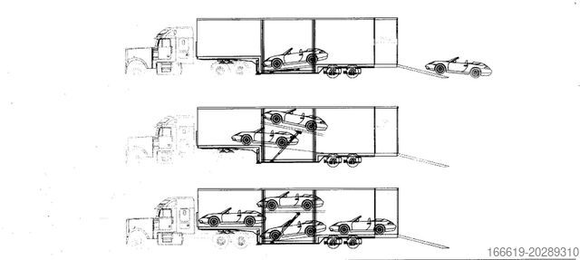 Åben sættevogn med presenning  Geschlossener Autotransporter/Maschinentransport