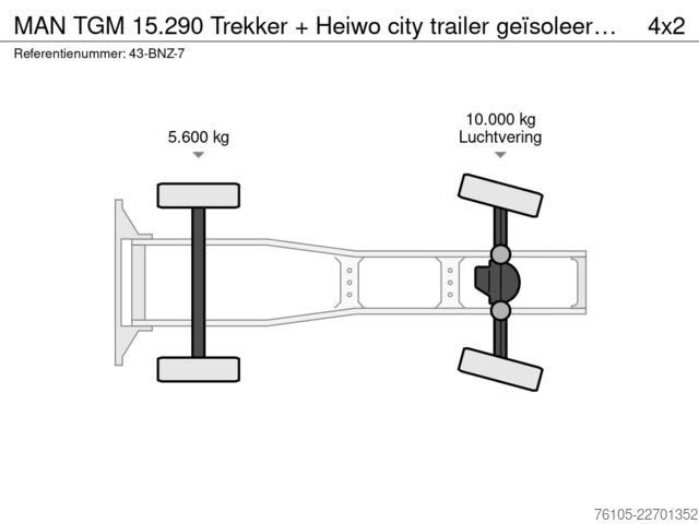 Padrão-SZM MAN TGM 15.290 Trekker + Heiwo city trailer geïsole...
