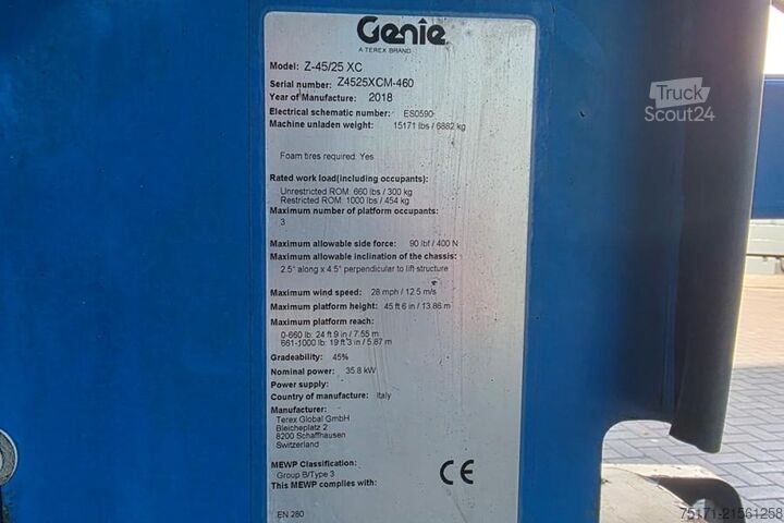 Chargeuse Genie Z45/25 XC Diesel, 4x4 Drive, 16m Working Height, 7