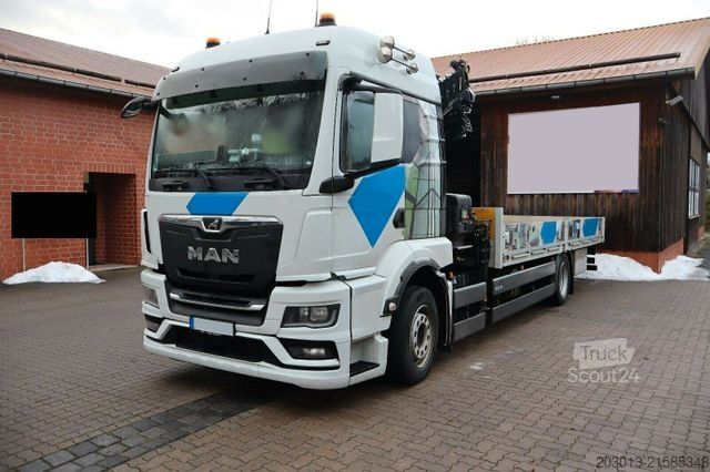 Automobilis ar plakanu platformu MAN TGS 18.360 4x2 Pritsche Kran HIAB XHIDUO 188 E5
