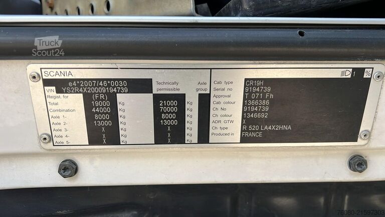 Standard tractor Scania R520 (RETARDER / FRENCH TRUCK / CAMION FRANCAIS...