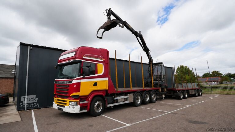 Autokrāna kravas automašīna Scania R 580 V8 8X4 LOGTRANSPORT COMBI WITH KESLA 2112...