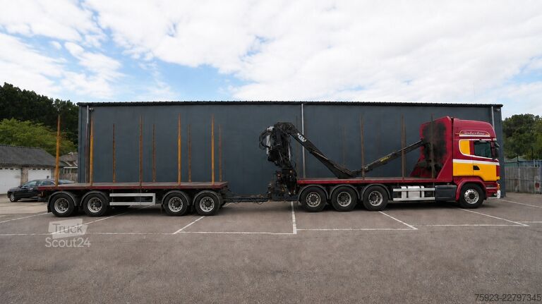 Autokrāna kravas automašīna Scania R 580 V8 8X4 LOGTRANSPORT COMBI WITH KESLA 2112...