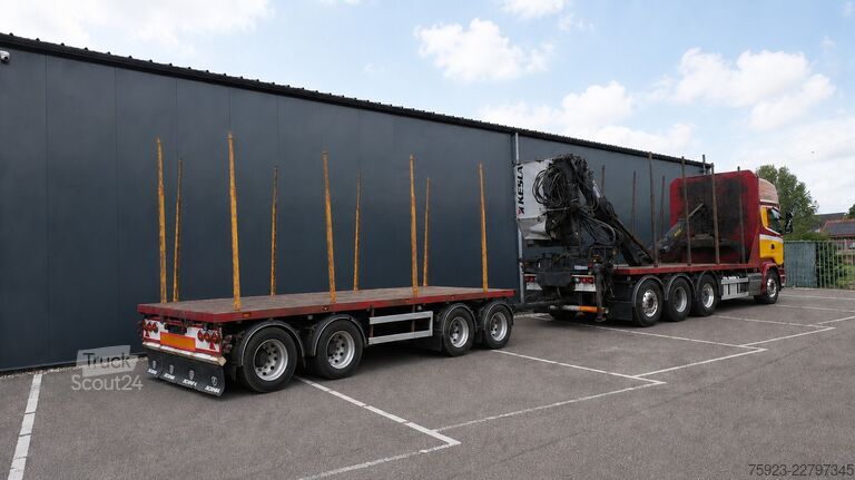 Autokrāna kravas automašīna Scania R 580 V8 8X4 LOGTRANSPORT COMBI WITH KESLA 2112...