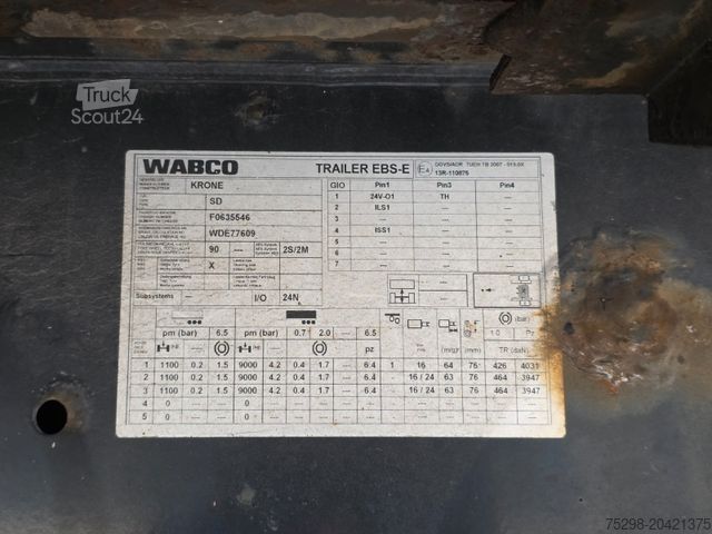 Open oplegger met zeil KRONE SD / Hubdach / EDSCHA / Liftachse