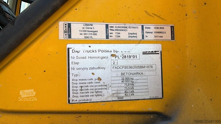 Châssis cabine DAF CF 85.360 (BOITE MANUELLE / MANUAL GEARBOX / BI...