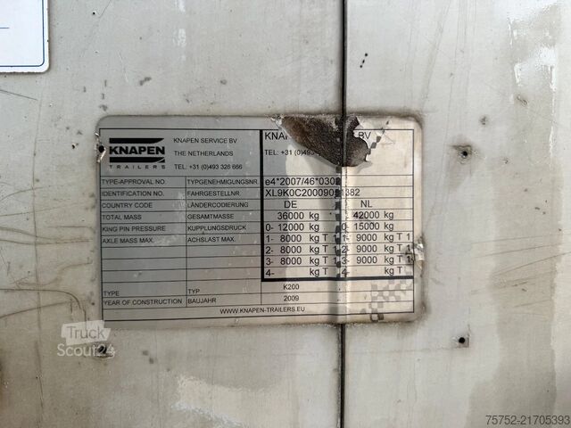 Pārvietojamā grīda Knapen Trailers K200 92m3 Liftas Stuuras Cargo floor 10MM