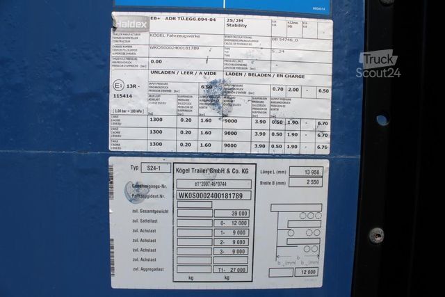 Otevřený návěs s plachtou KÖGEL SN 24 - Tautliner MEGA - SAF - Nr.: 789