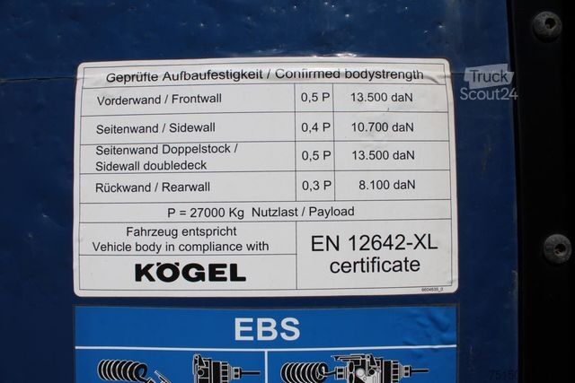 Otevřený návěs s plachtou KÖGEL SN 24 - Tautliner MEGA - SAF - Nr.: 789
