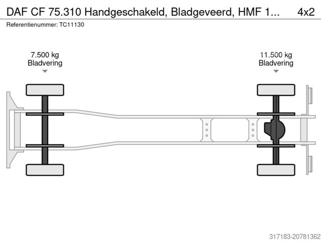 Nakladalna ploščad DAF CF 75.310 Handgeschakeld, Bladgeveerd, HMF 1560 K3