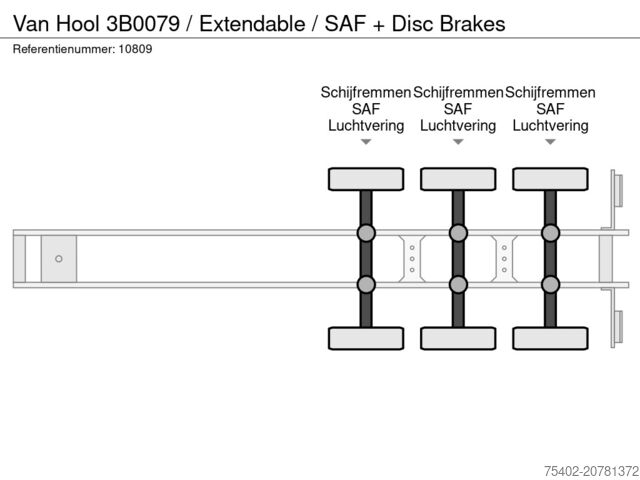Transport de conteneurs Van Hool 3B0079 / Extendable / SAF + Disc Brakes