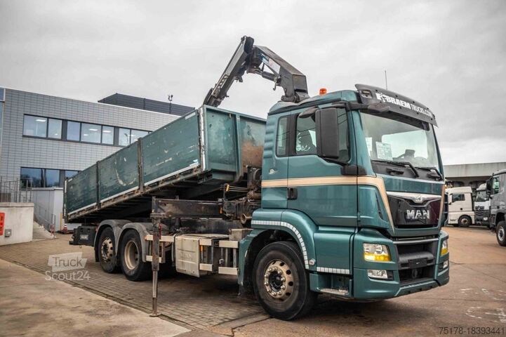 Camion-benne avec grue MAN TGS 26.440 BL + HMF 1520