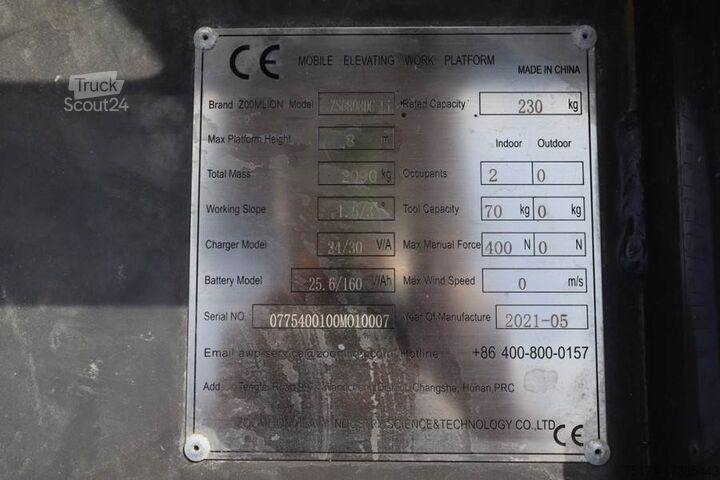 Podnośnik nożycowy Zoomlion ZS0808DC Valid Iinspection, *Guarantee! 10m Workin