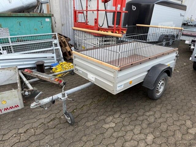 Autotrailer Boeckmann Tieflader Alu, 2100 x 1100 x 370 mm, 600 kg, Laubgitter