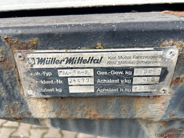 Box trailer MÜLLER-MITTELTAL EAL-TA-F 8,6tonner 5,8 Nutzlast 2 ACHSER TANDEM