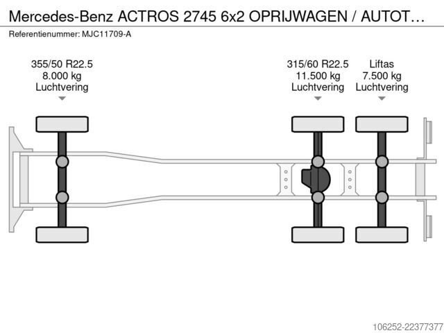 Veículo de recuperação Mercedes-Benz ACTROS 2745 6x2 OPRIJWAGEN / AUTOTRANSPORTER / ...