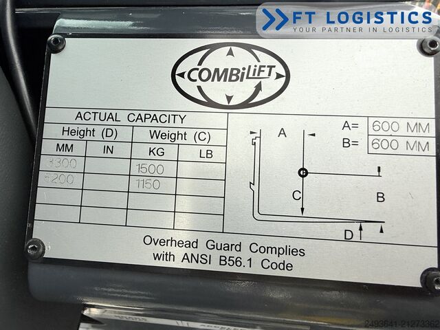 високоповдигач за тесни коридори Combilift AISLE MASTER 15E TRIPLEX 5250 FREE-LIFT