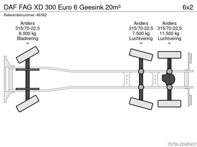 Bil for innsamling av avfall DAF FAG XD 300 Euro 6 Geesink 20m³