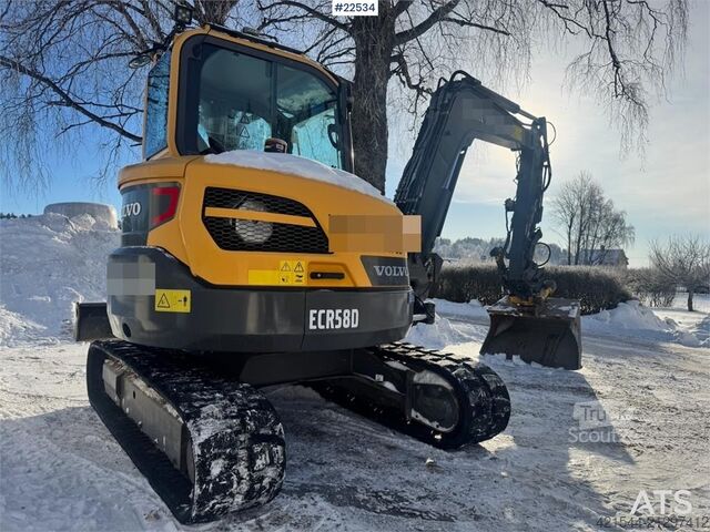 Minibagger Volvo ECR58D Crawler Excavator – Rototilt – 2 Buckets –
