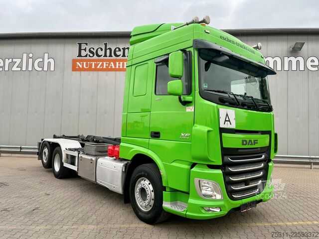 Kanca kasalı yük kamyonu (roll-off) DAF XF 460 6x2-4 | HIAB XR21Z59*Schub/Knick*Retarder