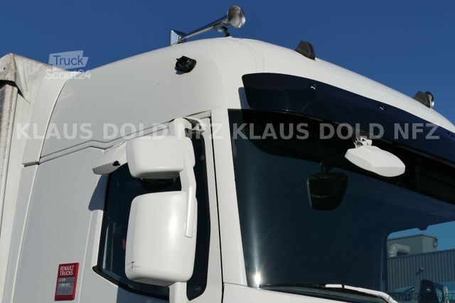 Camion cu platformă și prelată RENAULT T 380 Pritsche Plane Bordwände Vollluft LBW