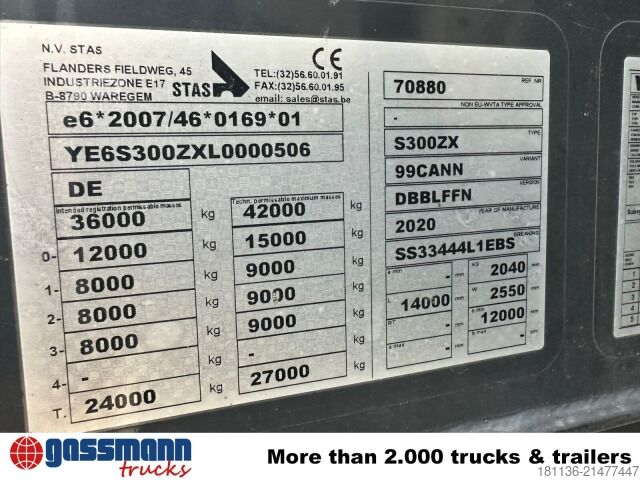 Semi-remorque Stas S300ZX Schubbodenauflieger, Walkingfloor,