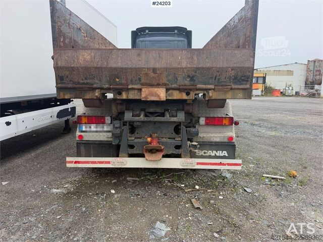 Haakarmsysteem Scania R164G 580 V8 6x2 hook truck w/ box.