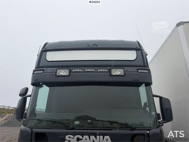Haakarmsysteem Scania R164G 580 V8 6x2 hook truck w/ box.