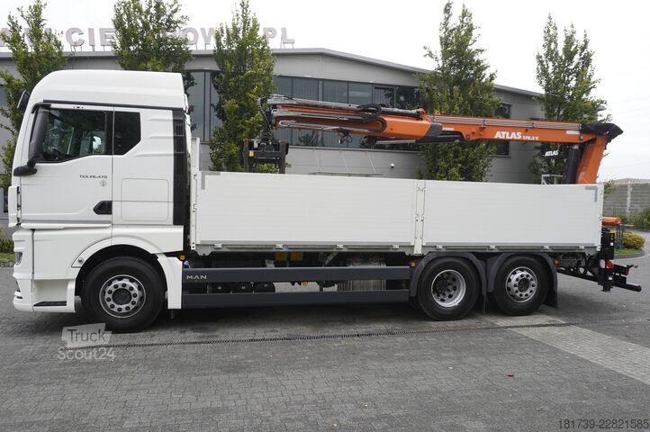 Бортовий із краном MAN TGX 26.470 6x2-4 / 30 tho. km!!! / Atlas