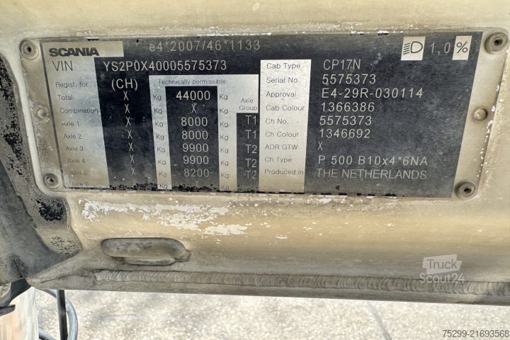 Tristrani prekucnik Scania P 500 10x4 3-SK Trösch / Swiss-Vehicle