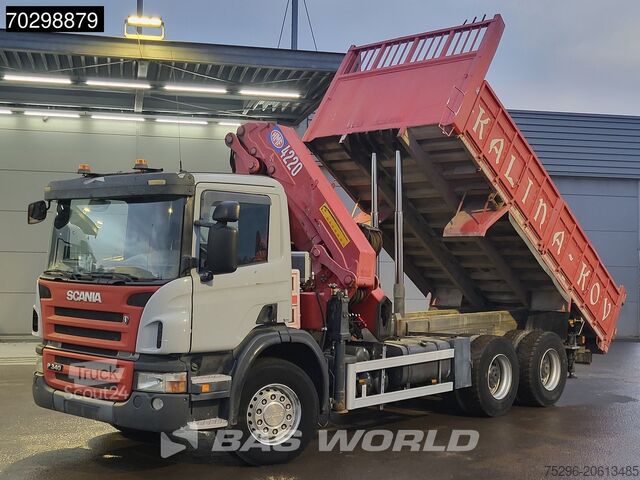 Kipper mit Kran Scania P340 6X4 HMF 4220 K6 Crane Winch Tipper Full St...