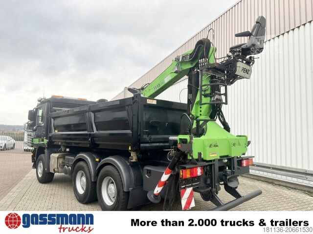 Sklápač Mercedes-Benz Actros 3341 K 6x4, Bormatik links, Heckkran Penz