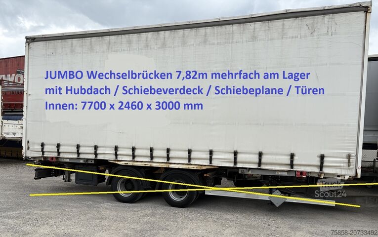 Размяна на каросерията с платформа и брезент Krone Jumbo 7,82m 3m hoch Hubdach + Edscha