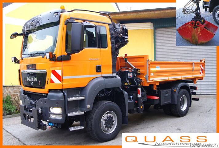 Trijų pusių savivartis sunkvežimis MAN TGS 18.320 BL 4x4 /HIAB 088 B-2/ Winterdienst
