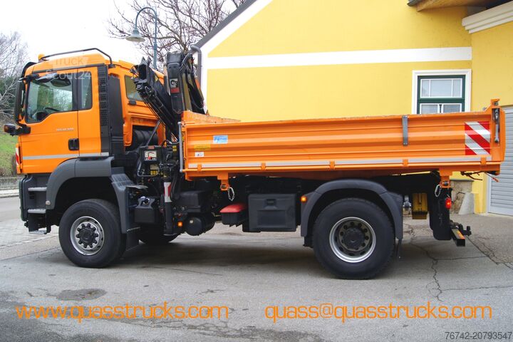 Trijų pusių savivartis sunkvežimis MAN TGS 18.320 BL 4x4 /HIAB 088 B-2/ Winterdienst